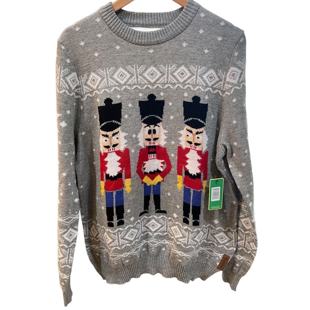 TIPSY ELVES: Nutcracker Sweater, Gray, Size XL. NEW.